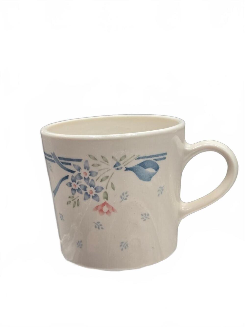 Vintage Corelle Symphony Coffee Mug with Blue and Pink Floral Pattern